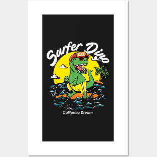 Surfer Dino Posters and Art